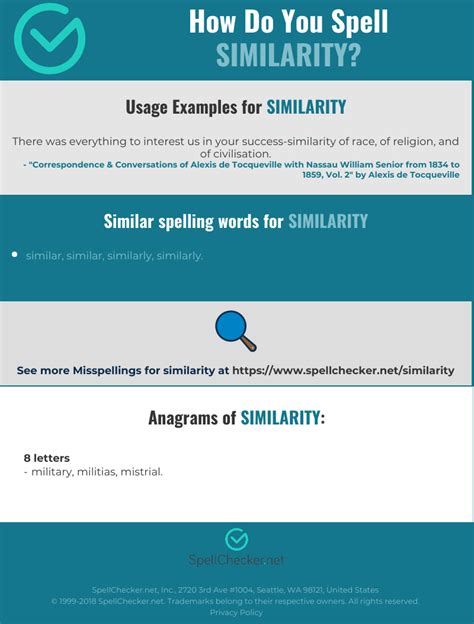 How do you spell similarity - Correct pronunciation for the word "similarities" is [sˌɪmɪlˈaɹɪtiz], [sˌɪmɪlˈaɹɪtiz], [s_ˌɪ_m_ɪ_l_ˈa_ɹ_ɪ_t_i_z]. What are the misspellings for similarities? similaritis, …